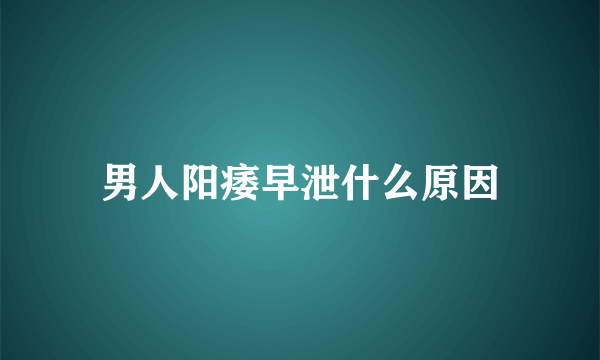 男人阳痿早泄什么原因