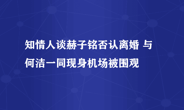 知情人谈赫子铭否认离婚 与何洁一同现身机场被围观