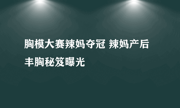 胸模大赛辣妈夺冠 辣妈产后丰胸秘笈曝光