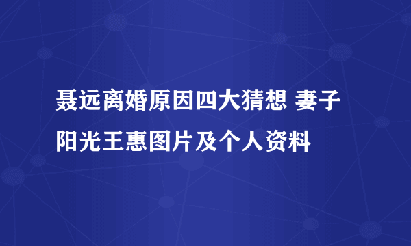 聂远离婚原因四大猜想 妻子阳光王惠图片及个人资料