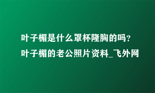 叶子楣是什么罩杯隆胸的吗？叶子楣的老公照片资料_飞外网