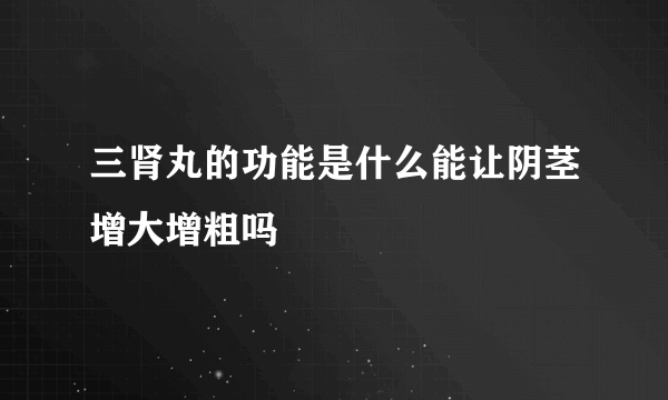 三肾丸的功能是什么能让阴茎增大增粗吗