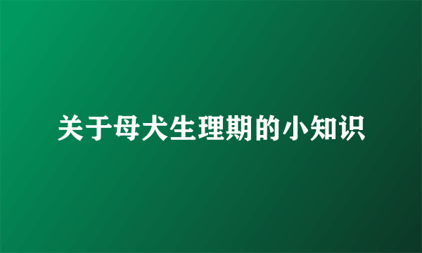 关于母犬生理期的小知识