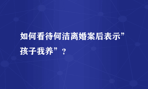 如何看待何洁离婚案后表示”孩子我养”？