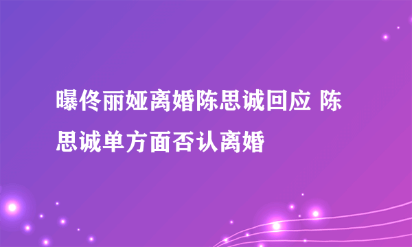 曝佟丽娅离婚陈思诚回应 陈思诚单方面否认离婚