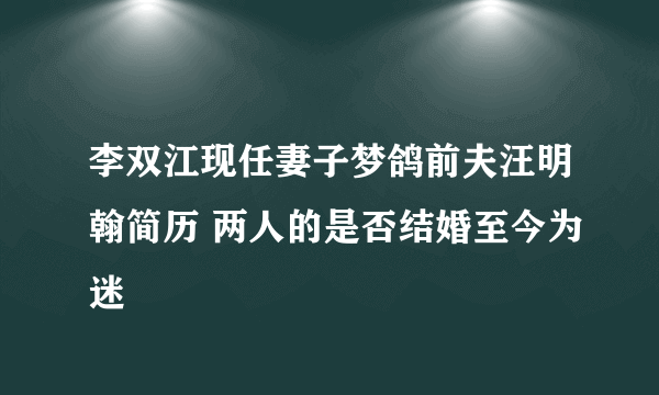 李双江现任妻子梦鸽前夫汪明翰简历 两人的是否结婚至今为迷