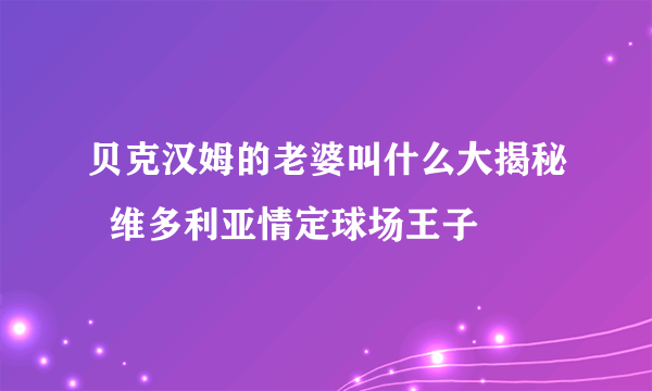 贝克汉姆的老婆叫什么大揭秘  维多利亚情定球场王子