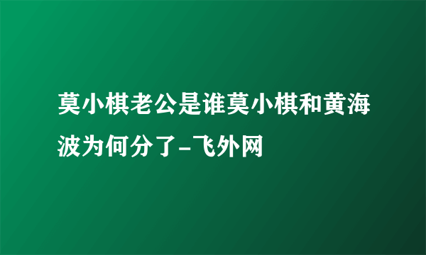 莫小棋老公是谁莫小棋和黄海波为何分了-飞外网