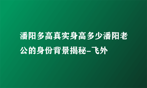 潘阳多高真实身高多少潘阳老公的身份背景揭秘-飞外