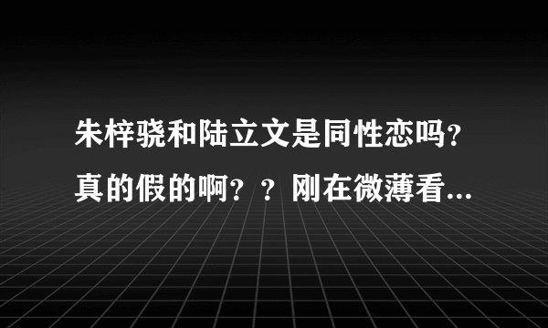 朱梓骁和陆立文是同性恋吗？真的假的啊？？刚在微薄看到，惊讶啊，请问真的假的