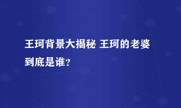 王珂背景大揭秘 王珂的老婆到底是谁？