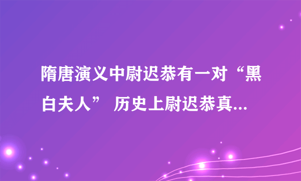 隋唐演义中尉迟恭有一对“黑白夫人” 历史上尉迟恭真的有这两个老婆吗