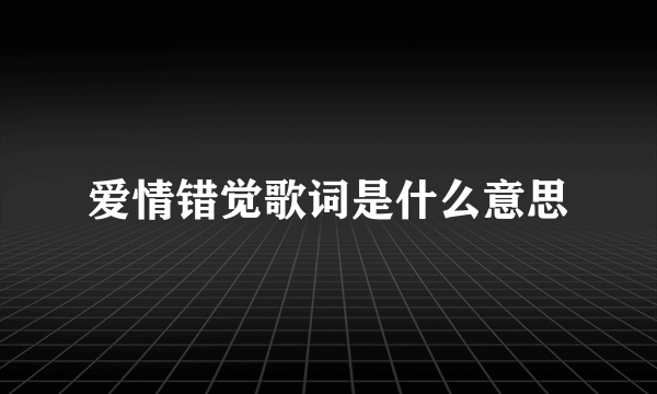 爱情错觉歌词是什么意思