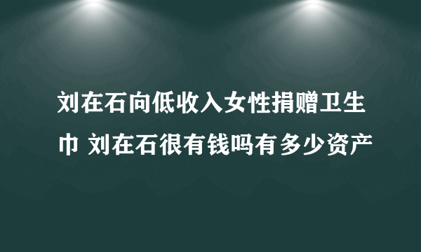 刘在石向低收入女性捐赠卫生巾 刘在石很有钱吗有多少资产