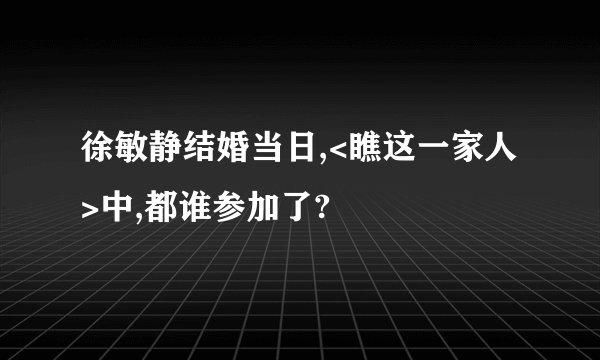 徐敏静结婚当日,<瞧这一家人>中,都谁参加了?