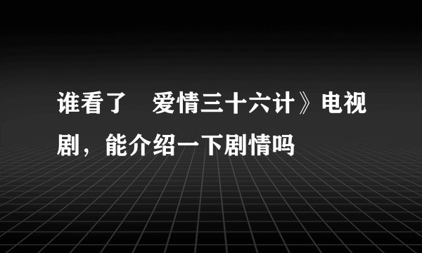 谁看了巜爱情三十六计》电视剧，能介绍一下剧情吗