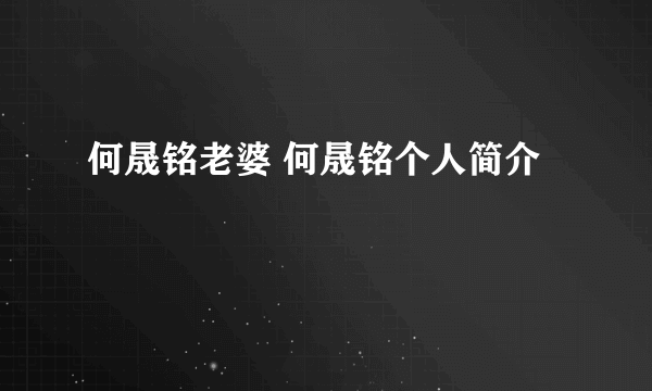 何晟铭老婆 何晟铭个人简介