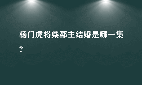 杨门虎将柴郡主结婚是哪一集？