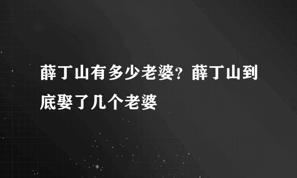 薛丁山有多少老婆？薛丁山到底娶了几个老婆