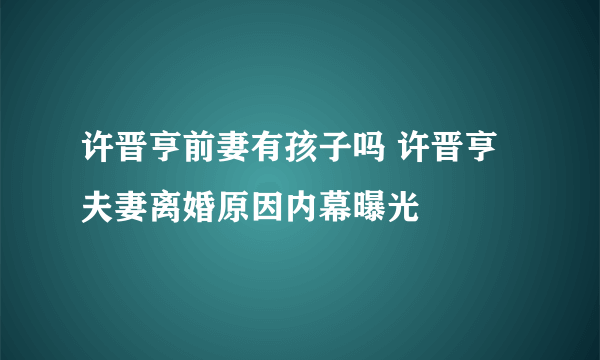 许晋亨前妻有孩子吗 许晋亨夫妻离婚原因内幕曝光