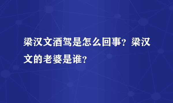 梁汉文酒驾是怎么回事？梁汉文的老婆是谁？