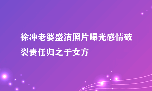 徐冲老婆盛洁照片曝光感情破裂责任归之于女方