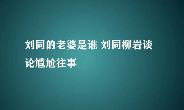 刘同的老婆是谁 刘同柳岩谈论尴尬往事