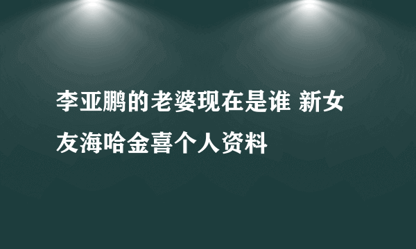 李亚鹏的老婆现在是谁 新女友海哈金喜个人资料