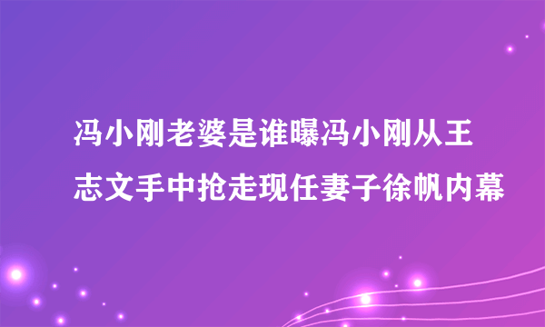 冯小刚老婆是谁曝冯小刚从王志文手中抢走现任妻子徐帆内幕