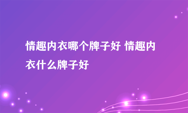 情趣内衣哪个牌子好 情趣内衣什么牌子好