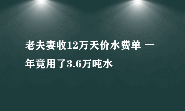 老夫妻收12万天价水费单 一年竟用了3.6万吨水