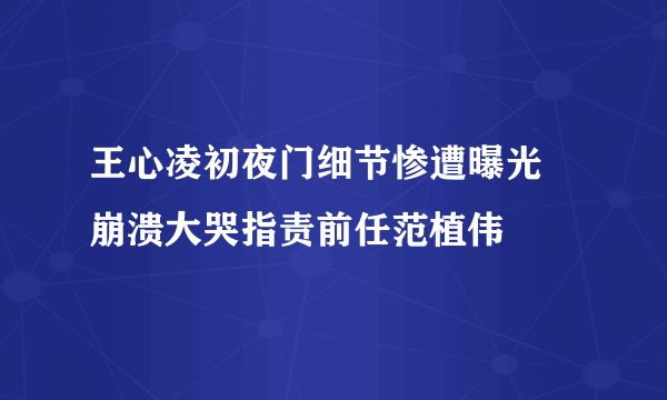 王心凌初夜门细节惨遭曝光 崩溃大哭指责前任范植伟