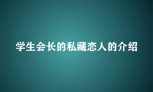 学生会长的私藏恋人的介绍