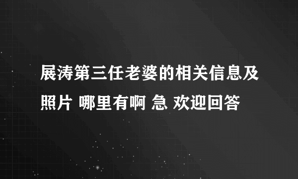 展涛第三任老婆的相关信息及照片 哪里有啊 急 欢迎回答