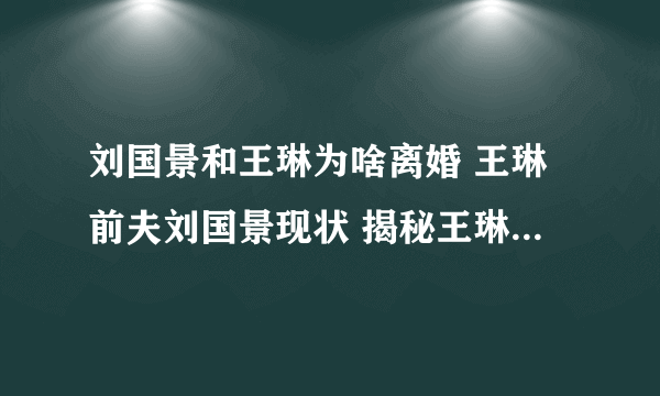 刘国景和王琳为啥离婚 王琳前夫刘国景现状 揭秘王琳离婚两次内幕