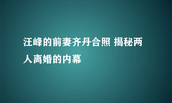 汪峰的前妻齐丹合照 揭秘两人离婚的内幕