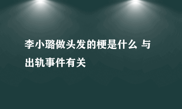 李小璐做头发的梗是什么 与出轨事件有关