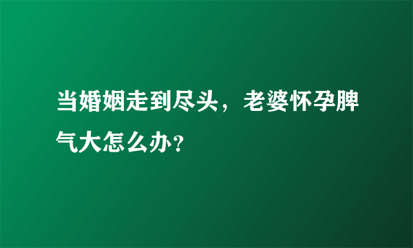 当婚姻走到尽头，老婆怀孕脾气大怎么办？