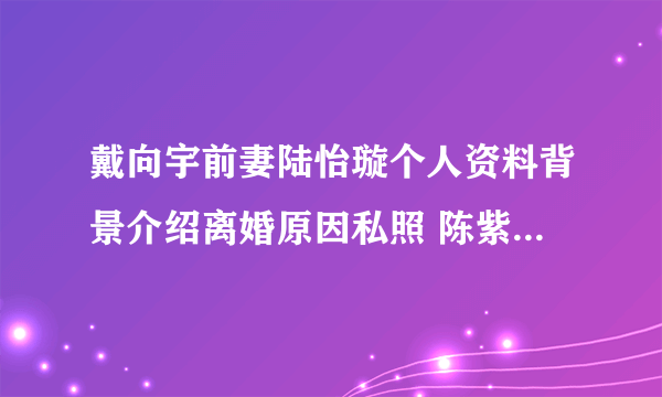 戴向宇前妻陆怡璇个人资料背景介绍离婚原因私照 陈紫函小三上位