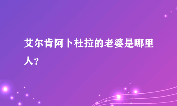 艾尔肯阿卜杜拉的老婆是哪里人？