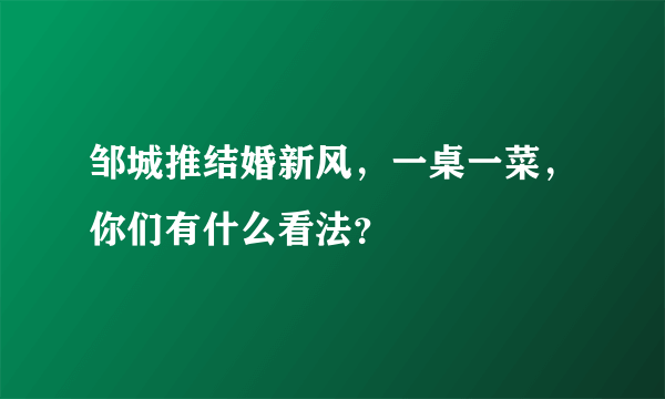 邹城推结婚新风，一桌一菜，你们有什么看法？