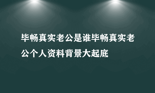 毕畅真实老公是谁毕畅真实老公个人资料背景大起底