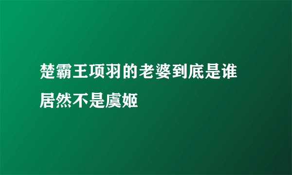 楚霸王项羽的老婆到底是谁 居然不是虞姬