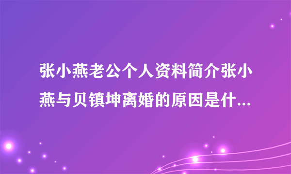 张小燕老公个人资料简介张小燕与贝镇坤离婚的原因是什么-飞外网