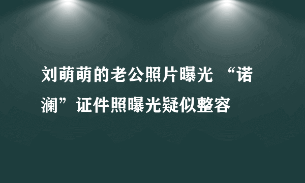 刘萌萌的老公照片曝光 “诺澜”证件照曝光疑似整容