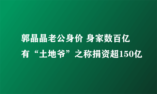 郭晶晶老公身价 身家数百亿有“土地爷”之称捐资超150亿