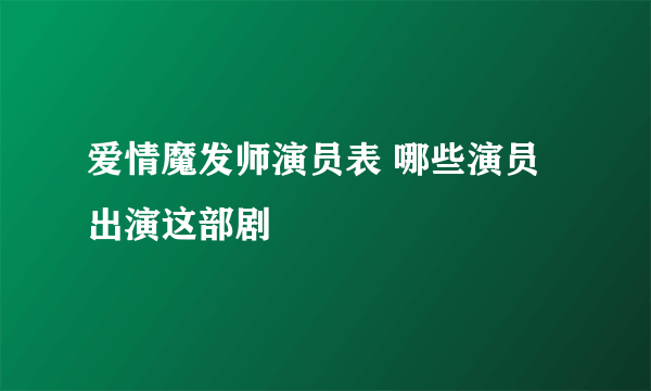 爱情魔发师演员表 哪些演员出演这部剧