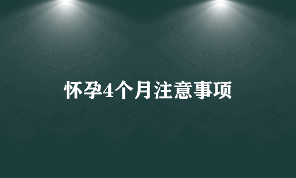 怀孕4个月注意事项