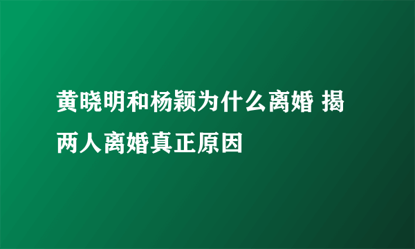 黄晓明和杨颖为什么离婚 揭两人离婚真正原因