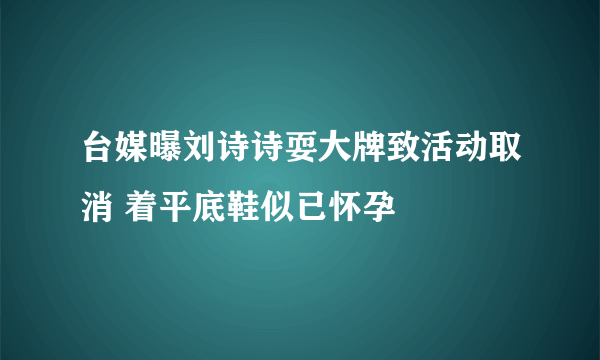 台媒曝刘诗诗耍大牌致活动取消 着平底鞋似已怀孕